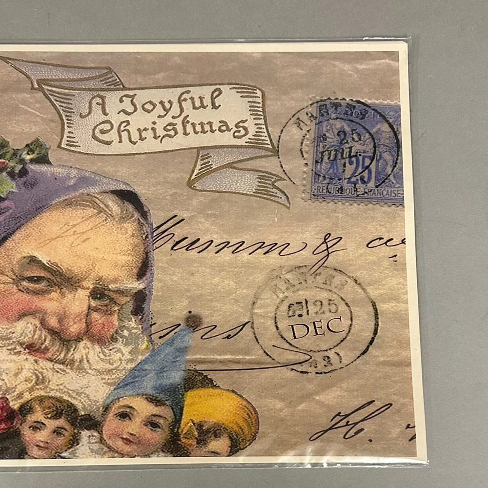 Vintage Set of 12 Christmas Paper Placemats with Santa and Children NWT